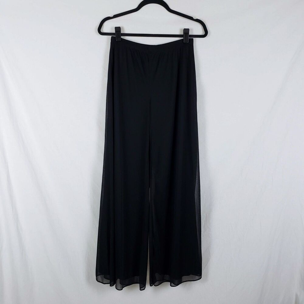 MSK Dark Fairy Goth Flowy Chiffon Pull On Pants Womens M Wide Leg Midrise Black